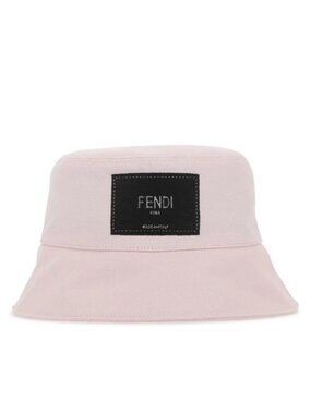 NWT Fendi Roma Logo Patch Bucket Hat PINK Sz S 100% Authentic
